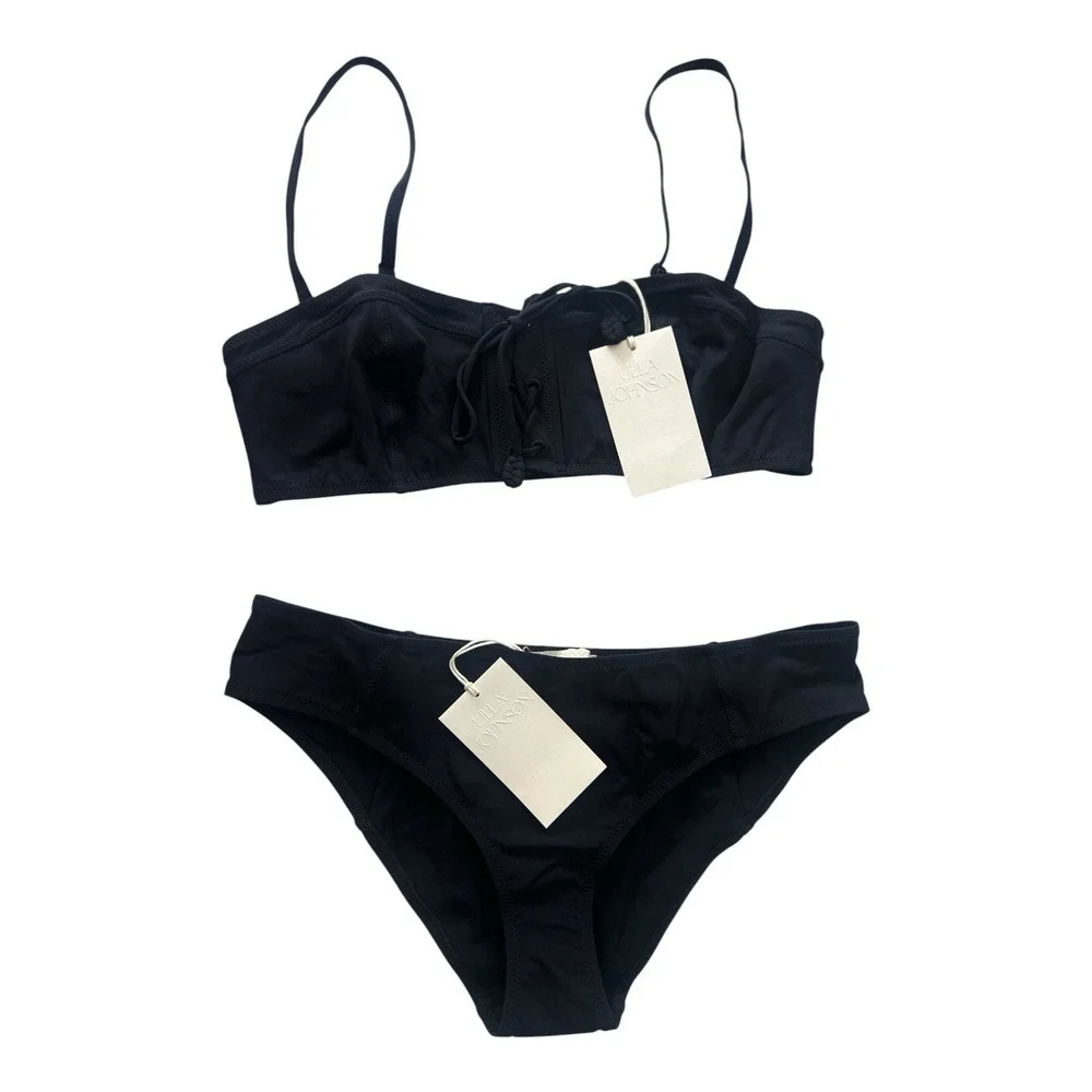 New ULLA Johnson Lea Bikini Set Swimsuit Women's Large Black Beach Vacation